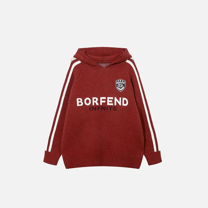 Y2k striped loose fit hoodie in sporty style - red / s - hoodies