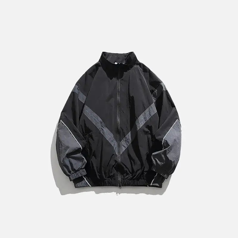 Y2k windbreaker jacket in cozy cotton and acrylic blend - black / m - jackets