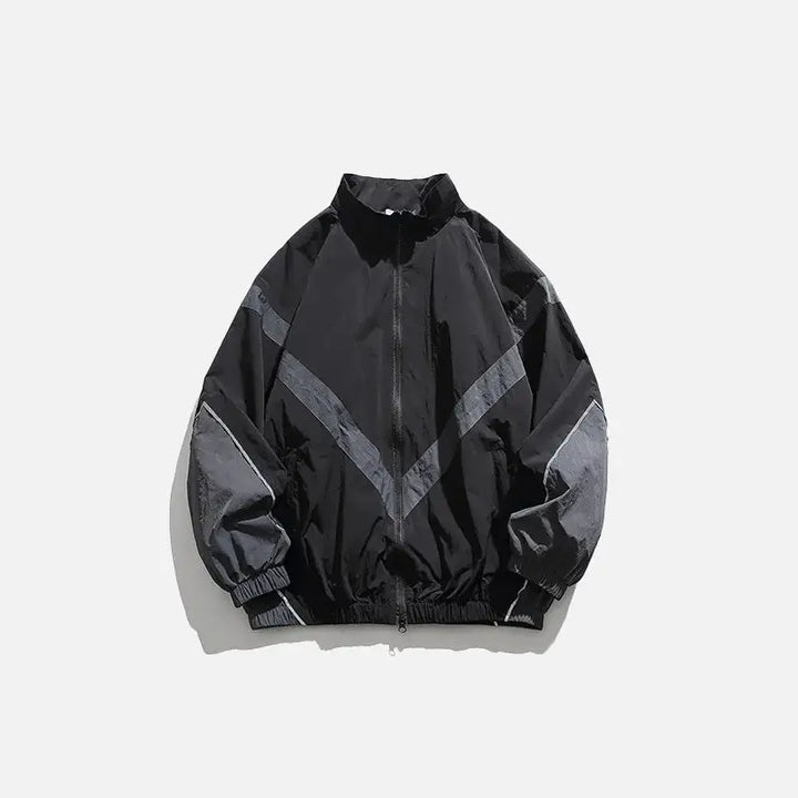 Y2k windbreaker jacket in cozy cotton and acrylic blend - black / m - jackets