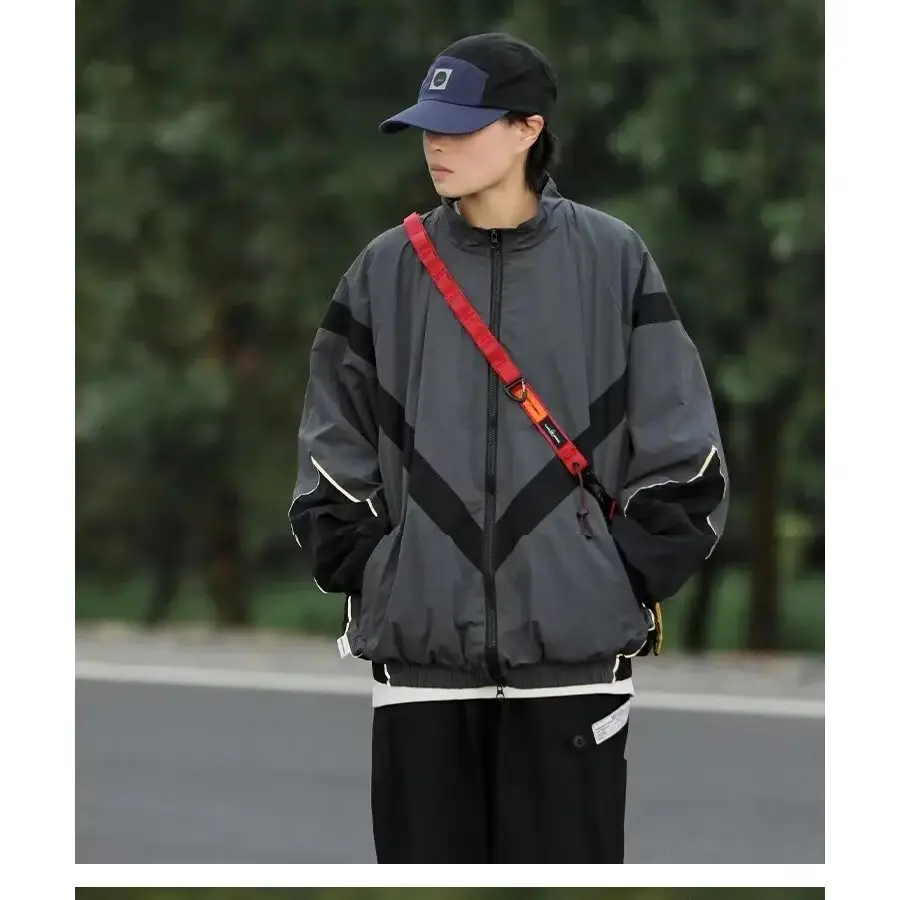 Y2k windbreaker jacket in cozy cotton and acrylic blend - jackets