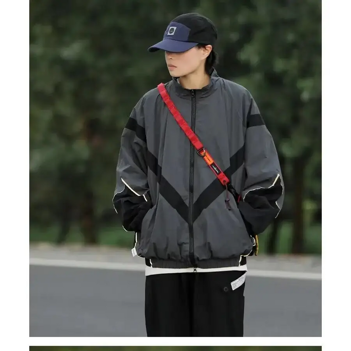 Y2k windbreaker jacket in cozy cotton and acrylic blend - jackets