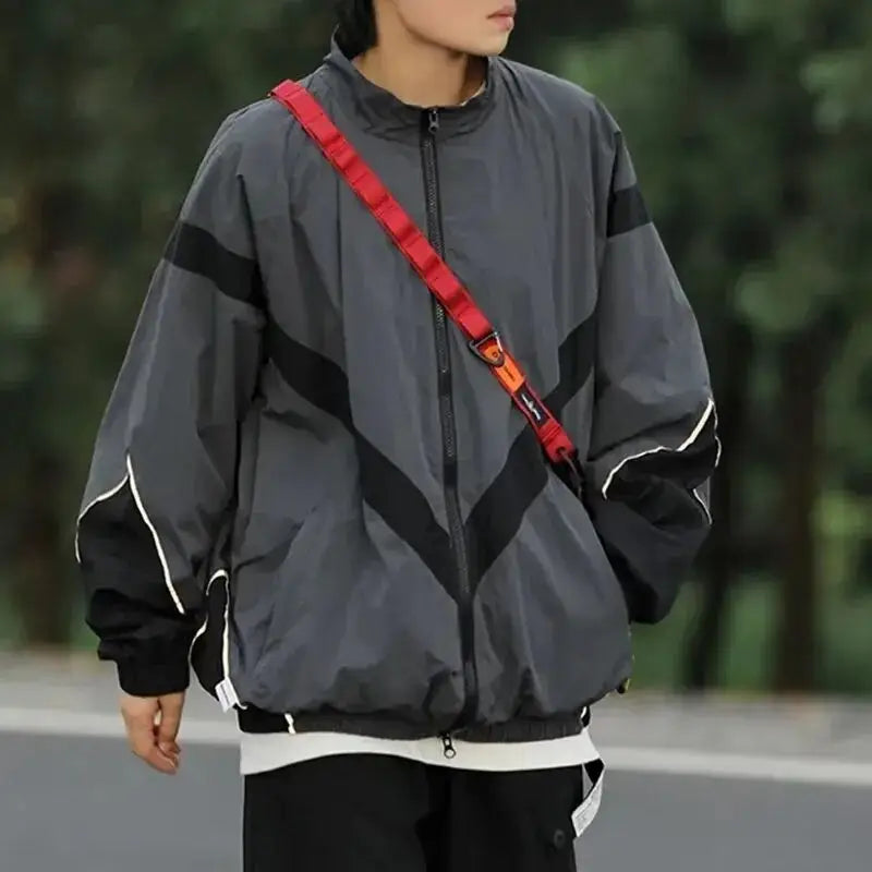 Y2k windbreaker jacket in cozy cotton and acrylic blend - jackets