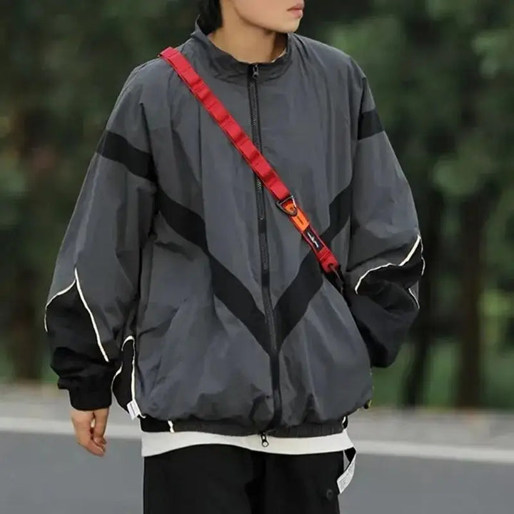Y2k windbreaker jacket in cozy cotton and acrylic blend - jackets