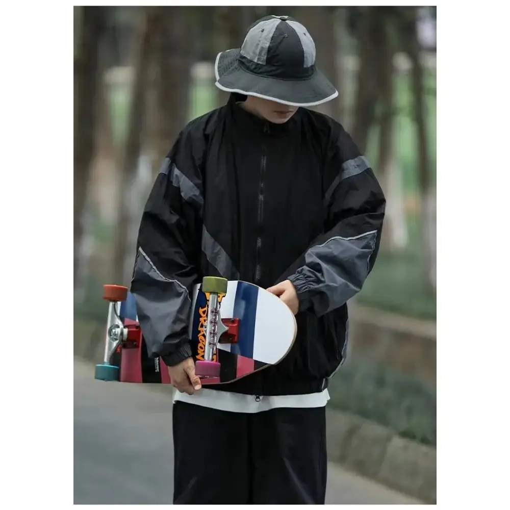 Y2k windbreaker jacket in cozy cotton and acrylic blend - jackets