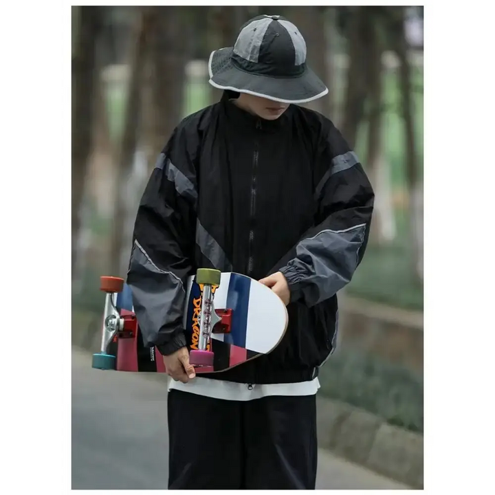 Y2k windbreaker jacket in cozy cotton and acrylic blend - jackets