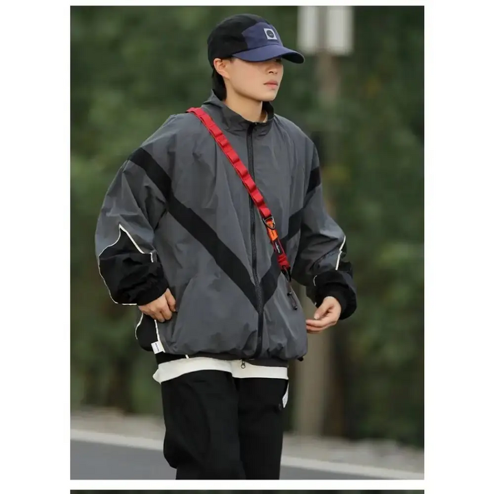 Y2k windbreaker jacket in cozy cotton and acrylic blend - jackets