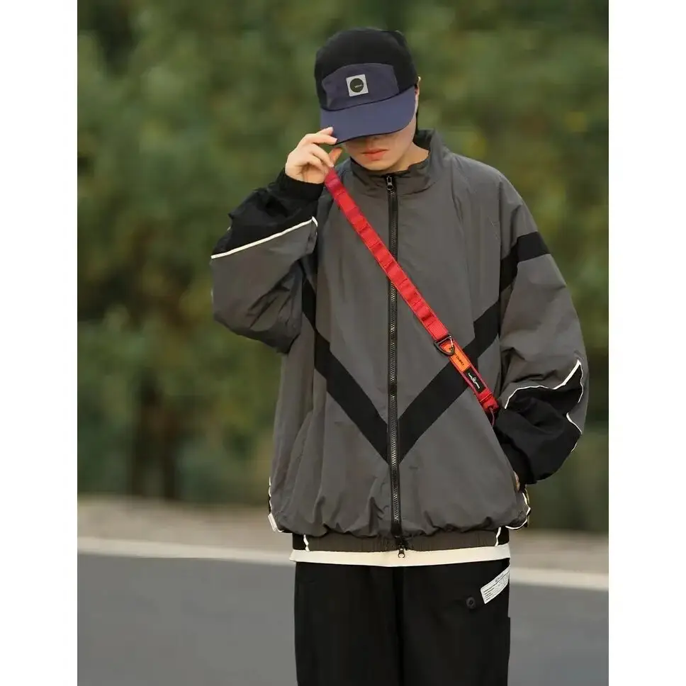 Y2k windbreaker jacket in cozy cotton and acrylic blend - jackets