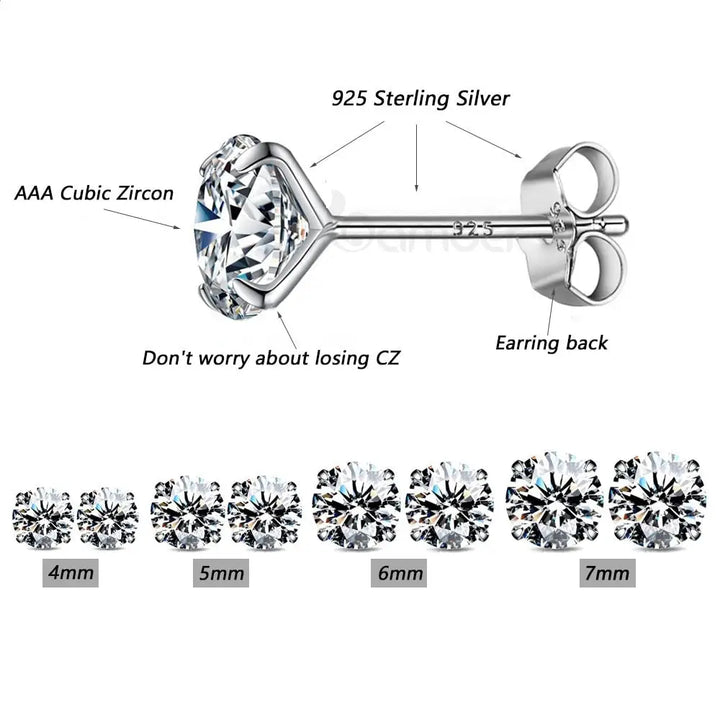 Y2k 925 sterling silver stud earrings for elegant style