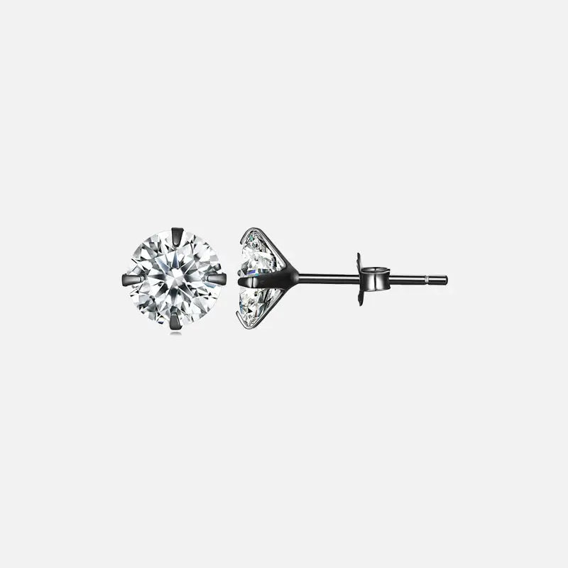 Y2k 925 sterling silver stud earrings for elegant style - black / 7mm