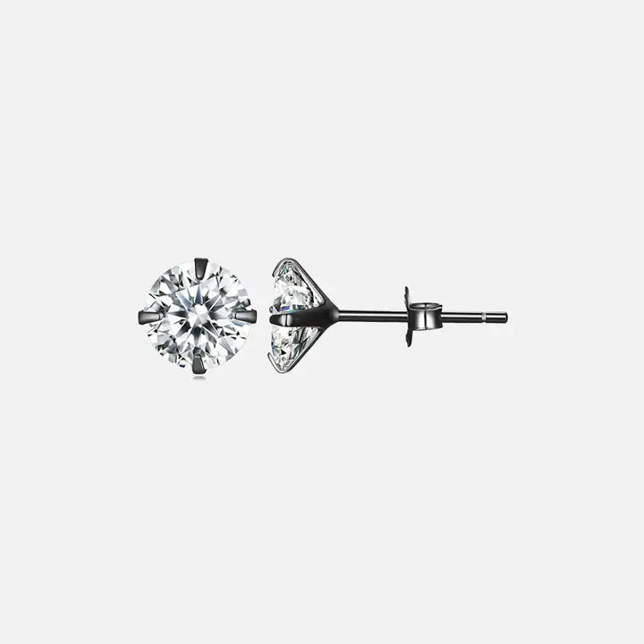 Y2k 925 sterling silver stud earrings for elegant style - black / 7mm