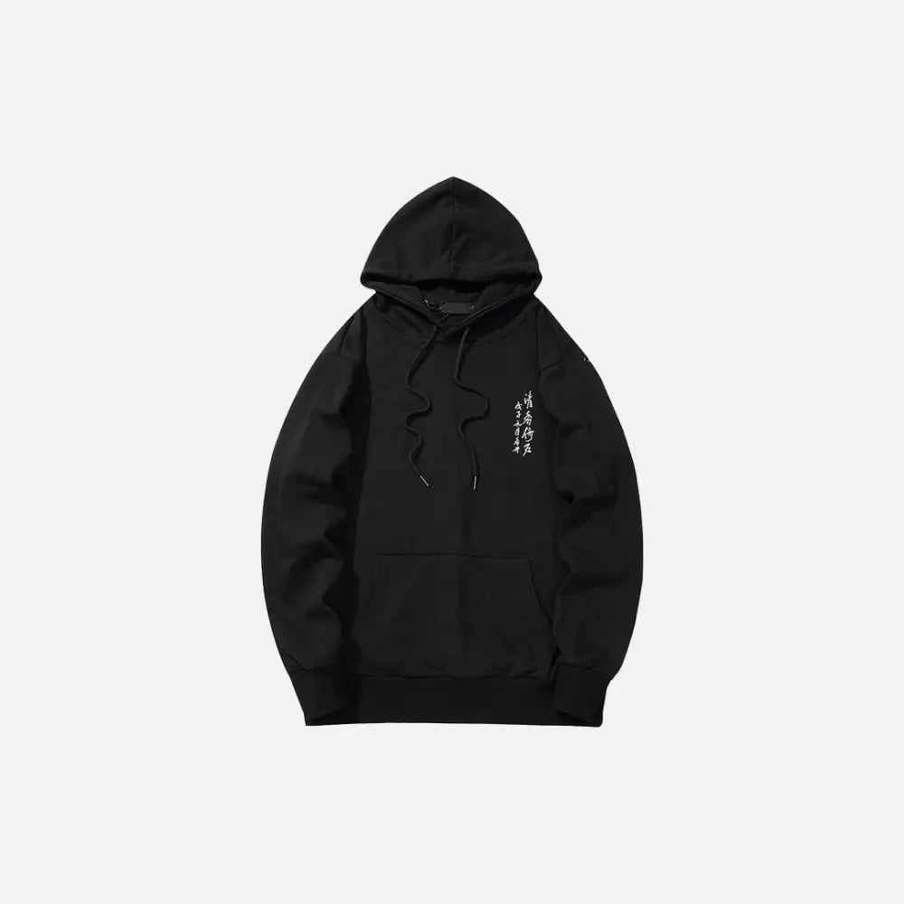 Peace y2k hoodie with kanji pattern - black / s - hoodies