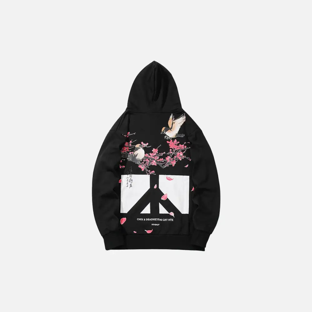 Peace y2k hoodie with kanji pattern - hoodies