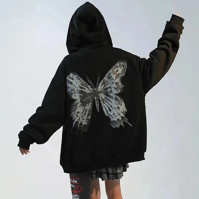 Butterfly zipped sweatshirt streetwear y2k style