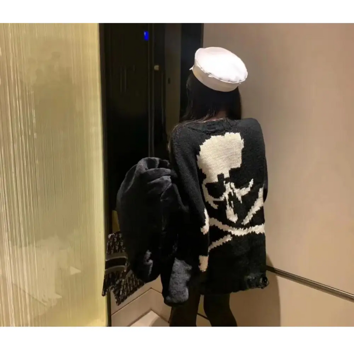 Y2k polyester skull sweatshirt