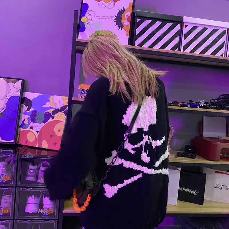 Y2k polyester skull sweatshirt