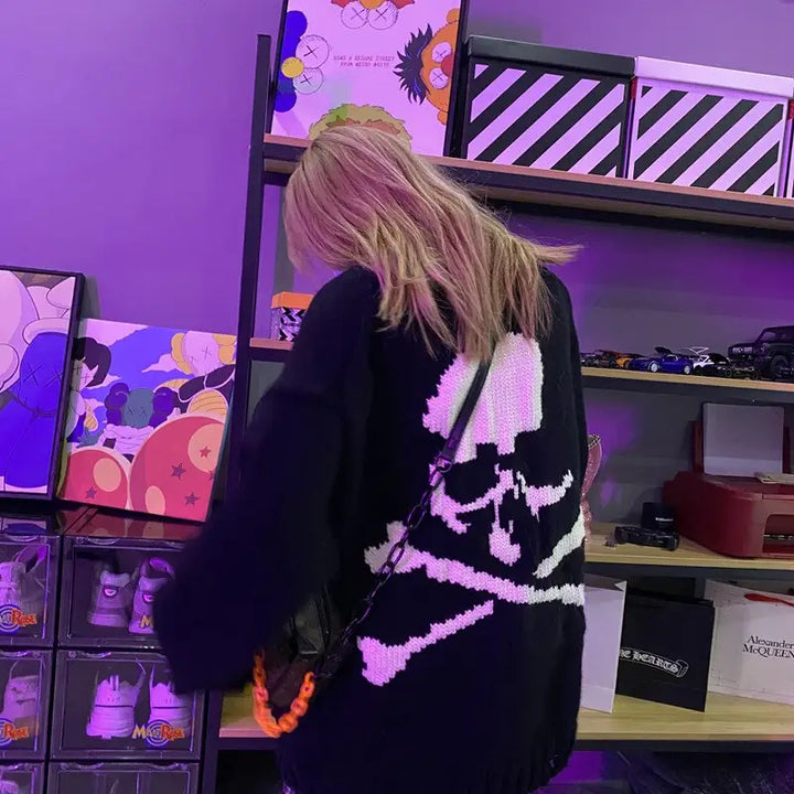 Y2k polyester skull sweatshirt