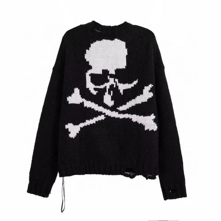 Y2k polyester skull sweatshirt - s