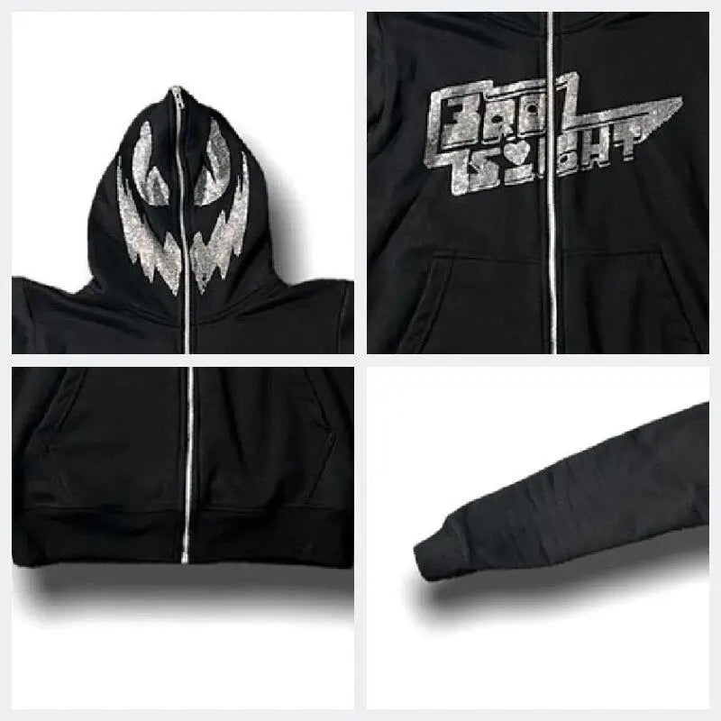 Y2k rhinestone zip hoodie inspired by venom