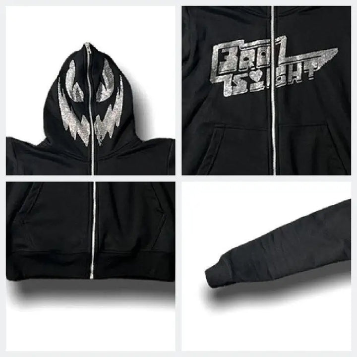 Y2k rhinestone zip hoodie inspired by venom