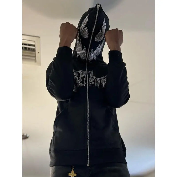 Y2k rhinestone zip hoodie inspired by venom