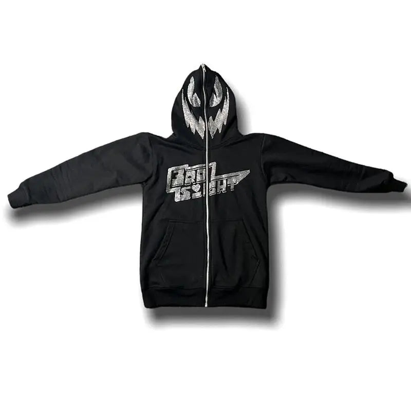 Y2k rhinestone zip hoodie inspired by venom - s