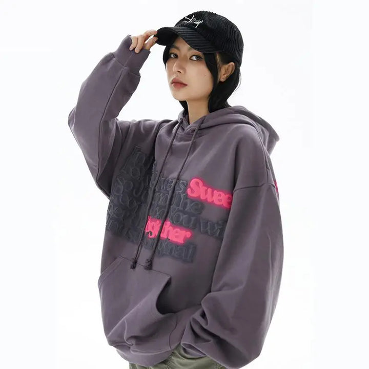 Sweet together y2k embroidered hoodie for ultimate comfort and style - hoodies