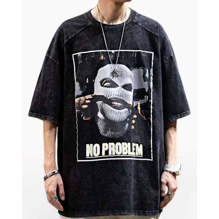 Oversized bandit t-shirt for a rebellious japanese style