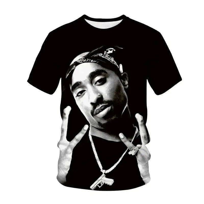 Y2k popstar tupac 3d printed t-shirts for authentic streetwear