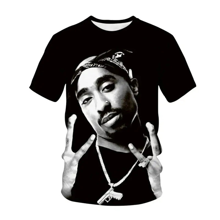Y2k popstar tupac 3d printed t-shirts for authentic streetwear