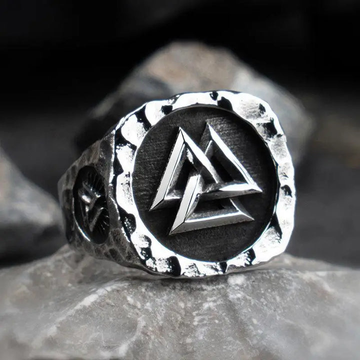 Vintage y2k titanium steel ring with unique charm and details - rings