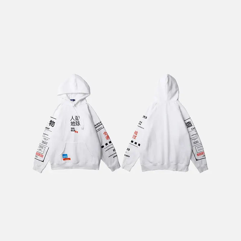 Japanese letter print y2k hoodie for stylish streetwear fashion - white / m - hoodies