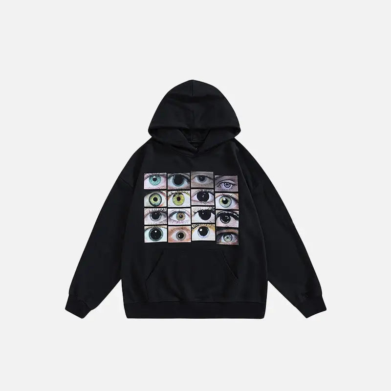 Eyes y2k wall hoodie for vintage streetwear fans - black / m - hoodies