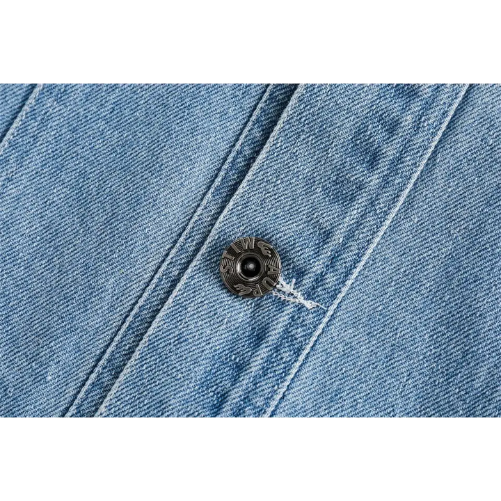 Original y2k denim jacket with lapel collar in eye-washed design