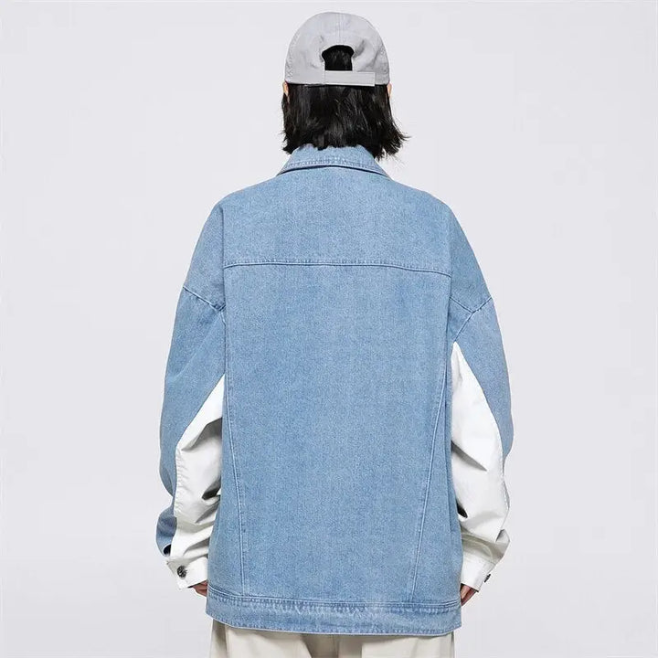 Original y2k denim jacket with lapel collar in eye-washed design