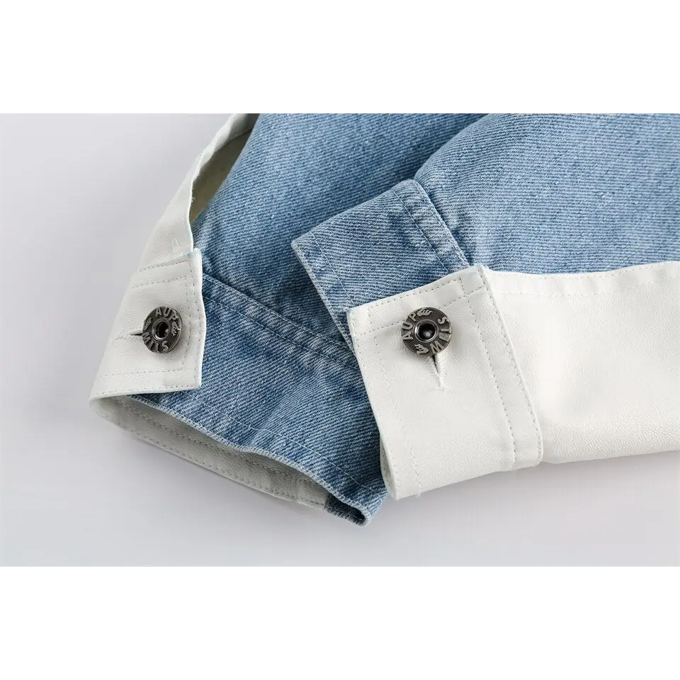 Original y2k denim jacket with lapel collar in eye-washed design