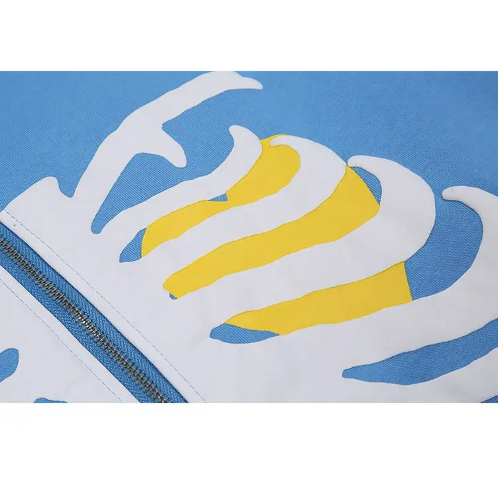 Y2k skeleton chest zip hoodie with unique thoracic design - hoodies