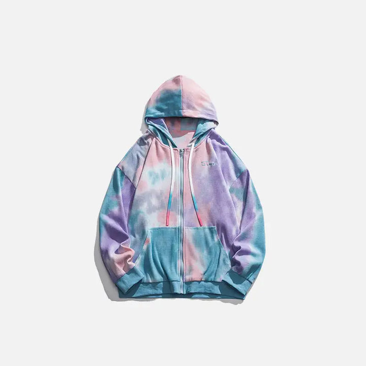 Y2k tie-dye zip hoodie from the streetwear collection - purple / s - hoodie