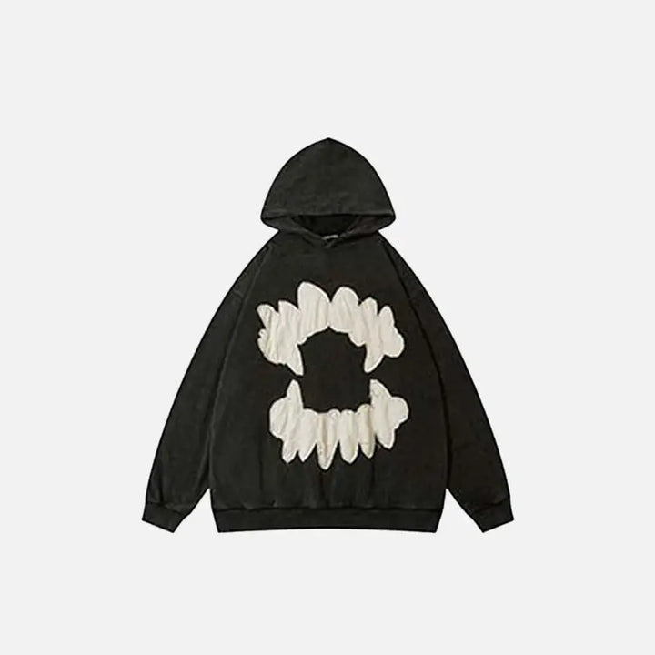 Tiger tooth hoodie for trendy y2k streetwear style - black / m - hoodies