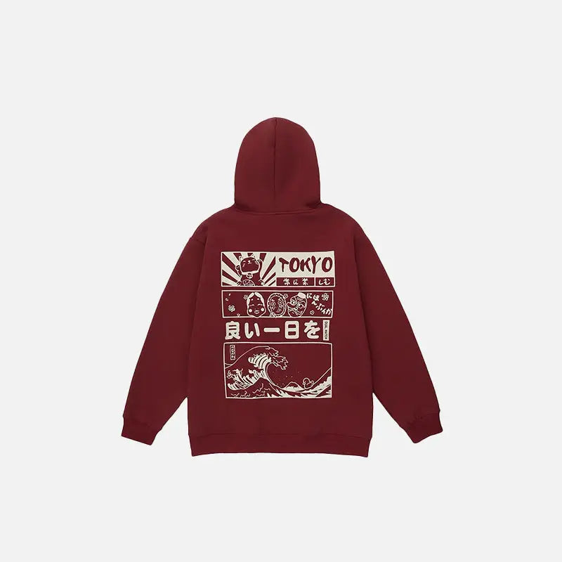 Y2k tokyo banners hoodie for urban streetwear style - wine red / s - hoodies