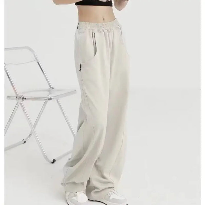 Beige jogging pants y2k style unisex