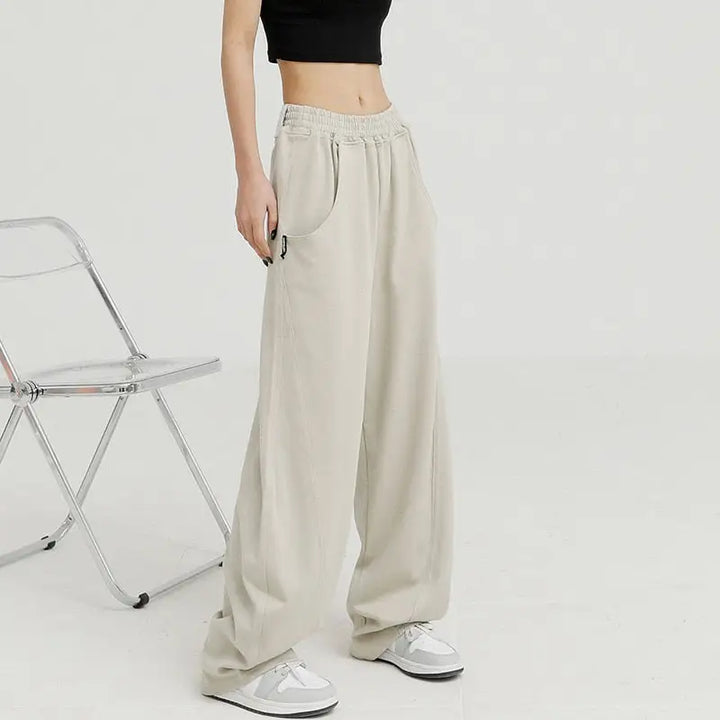 Beige jogging pants y2k style unisex - m