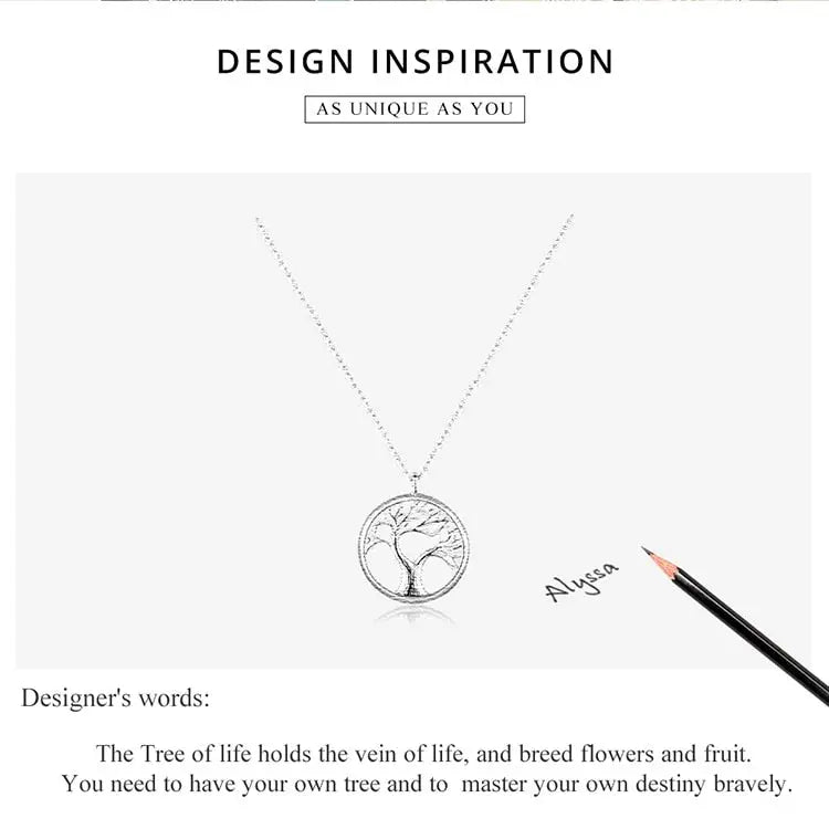 Sterling silver tree of life pendant necklace with zirconia stones - necklaces