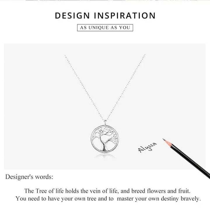 Sterling silver tree of life pendant necklace with zirconia stones - necklaces
