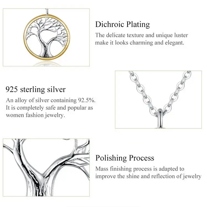 Sterling silver tree of life pendant necklace with zirconia stones - necklaces