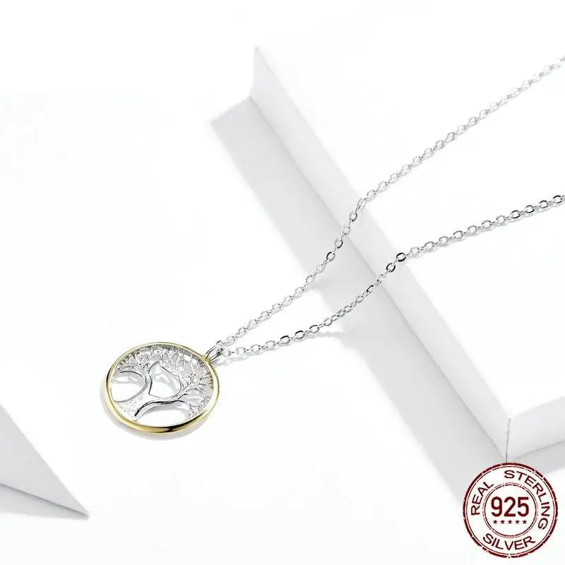 Sterling silver tree of life pendant necklace with zirconia stones - necklaces