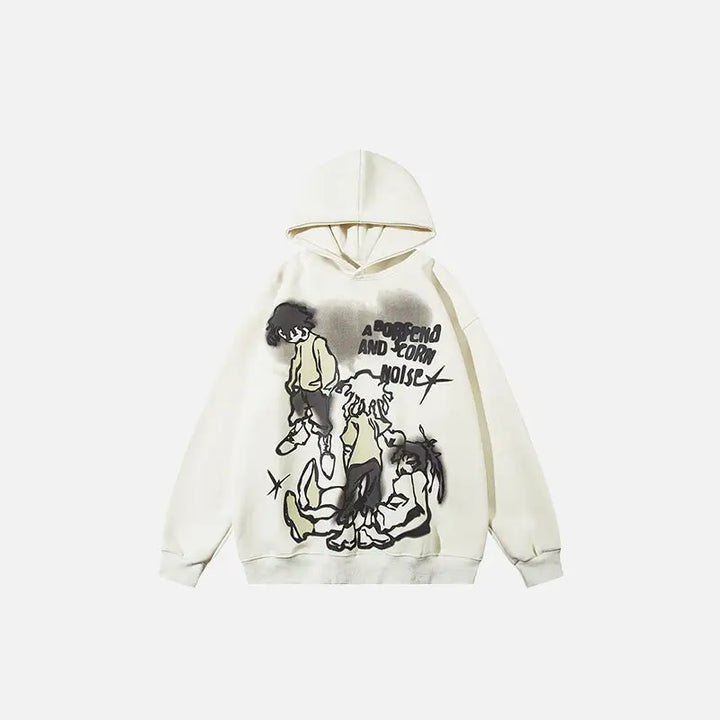 Trio gang y2k printed oversized hoodie for comfort and style - apricot / s - hoodies