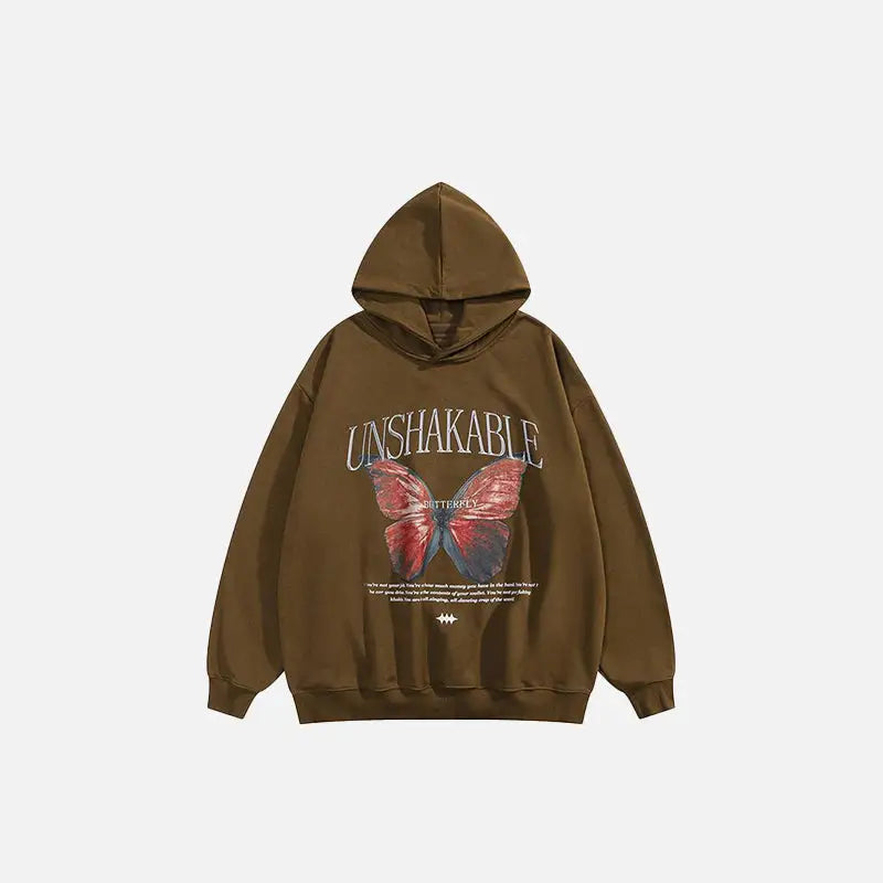Inseparable butterfly graphic hoodie in y2k streetwear style - auburn / s - hoodies