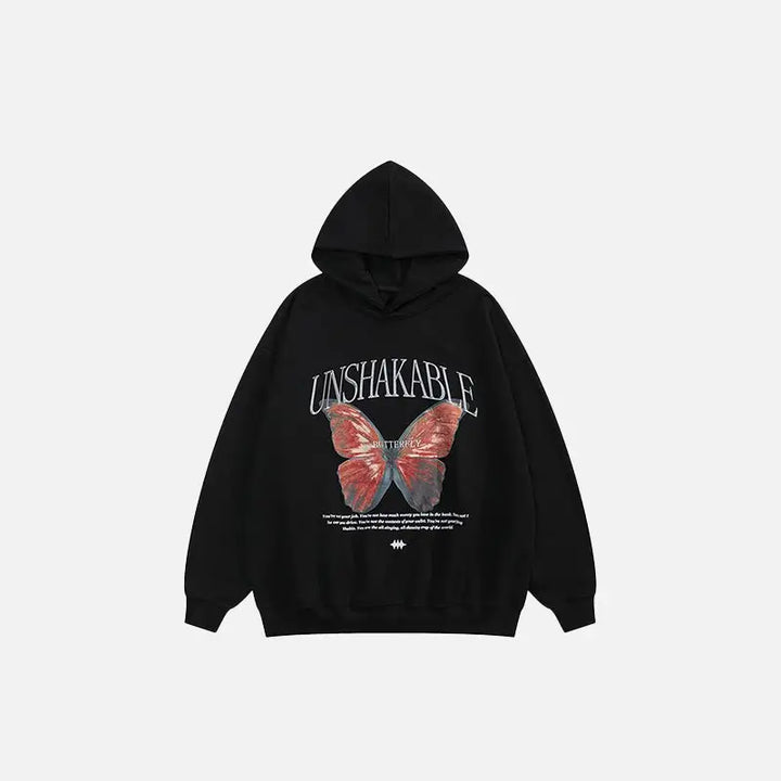 Inseparable butterfly graphic hoodie in y2k streetwear style - black / s - hoodies