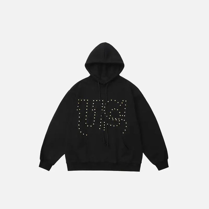 Us letter embroidered hoodie for y2k streetwear style - black / m - hoodies