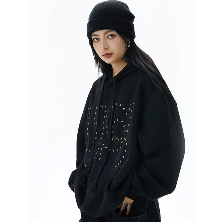 Us letter embroidered hoodie for y2k streetwear style - hoodies